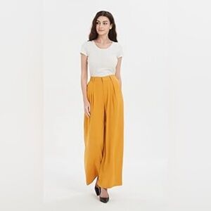 🤍🧡💎Elegant Mustard Wide-Leg Pants
